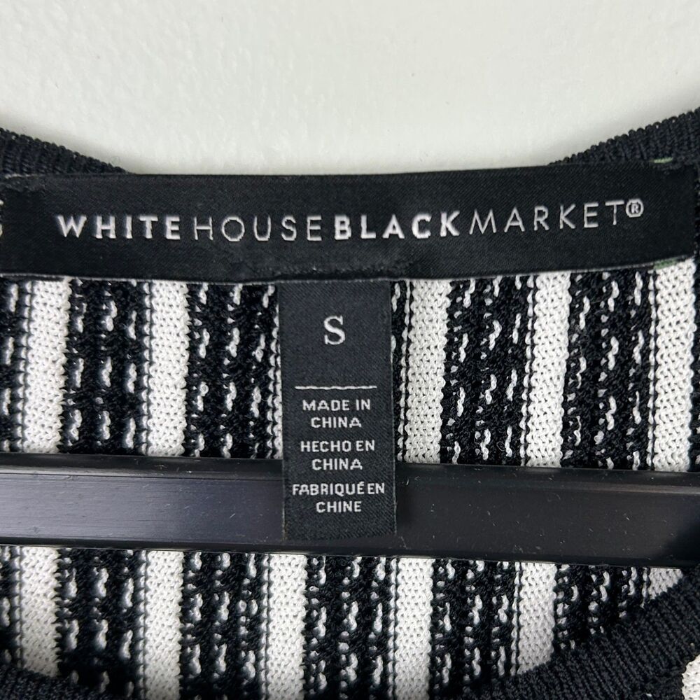 White House Black Market Striped Peplum Sweater Tank Sleeveless Rib Knit Top  S - Picture 9 of 11
